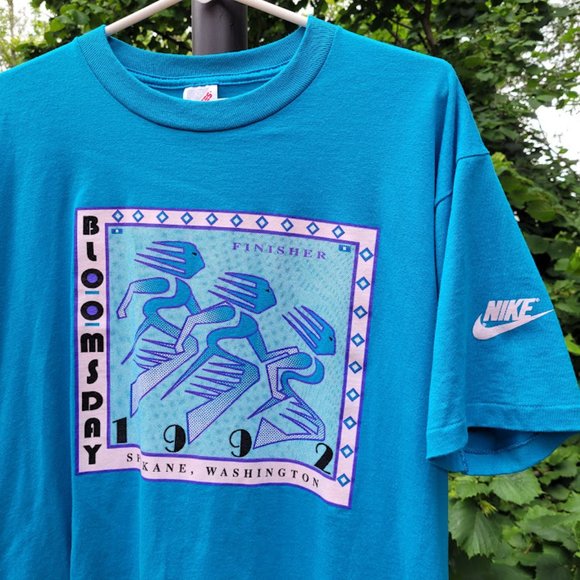 American Vintage Tops - Vintage 1992 Single Stitch Nike Bloomsday Finisher Race Run Large T Shirt USA
